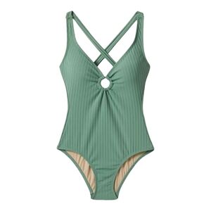 Kona Sol Women's Light Blue Striped One-Piece Swimsuit Size S